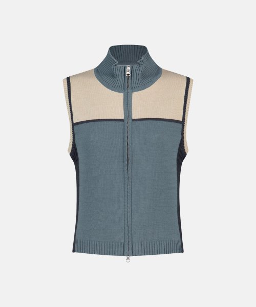 W High Neck Full Zip Knit Vest серое