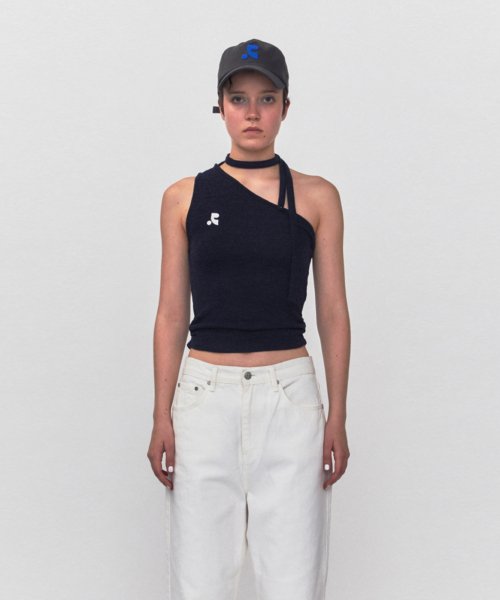 레스트앤레크레이션(REST&RECREATION) RR ONE SHOULDER TIE TOP_NAVY - 사이즈 & 후기 | 무신사
