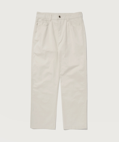 가먼트 워시 캔버스 코튼 스트레이트 팬츠 Off White