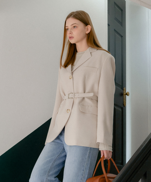BELTED SINGLE куртка_CREAM BEIGE