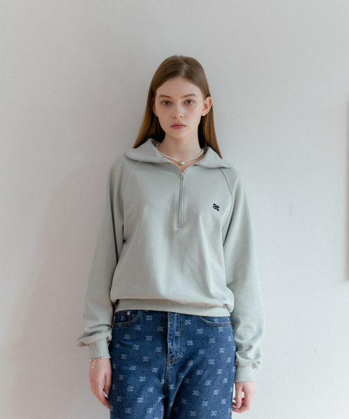 NEW логотип HALF ZIP UP SWEATSHIRT_MINT