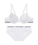 코데즈컴바인 이너웨어(CODES COMBINE INNERWEAR) 씬로고밴드 베이직 브라팬티세트_화이트