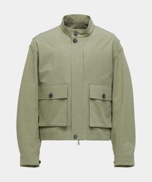 Свободная куртка с отложным воротником и карманами (Olive Green)