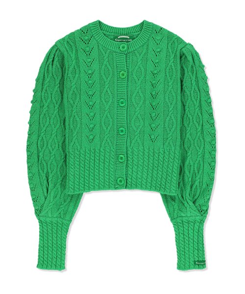 Puff Round-neck Cardigan (Green)