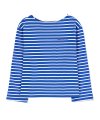 Boat-neck Color Patch Tee (Blue/Ivory)