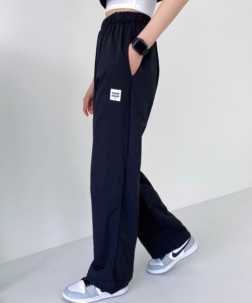 MUAH логотип WIDE BANDING PANTS [3color]