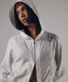 Silky Wrinkled Hood Shirt [ White ]