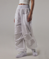 Round Rivet Nylon Set-up Pants [ White ]