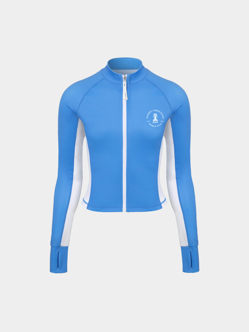 Женский Nautical кроп-молния рашгард Light Blue B4SWWCZ003LBL