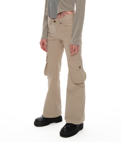 CUTTING CARGO PANTS_BEIGE