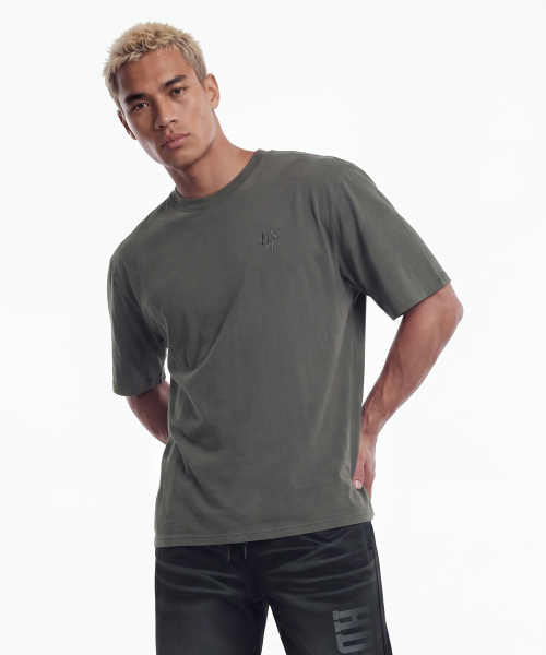 Signature Embroidery Short Sleeve Charcoal