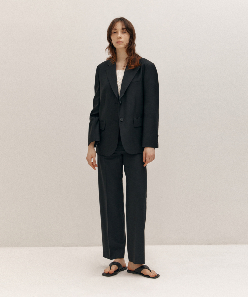 CLASSIC SEMI WIDE SLACKS (BLACK)