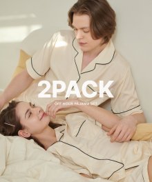 [2PACK] 커플 컴포트 스트라이프 라인 반팔 + 반바지 잠옷 세트