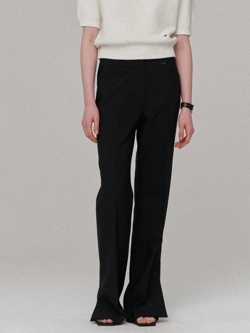 Side slit semi boots cut pants - чёрное