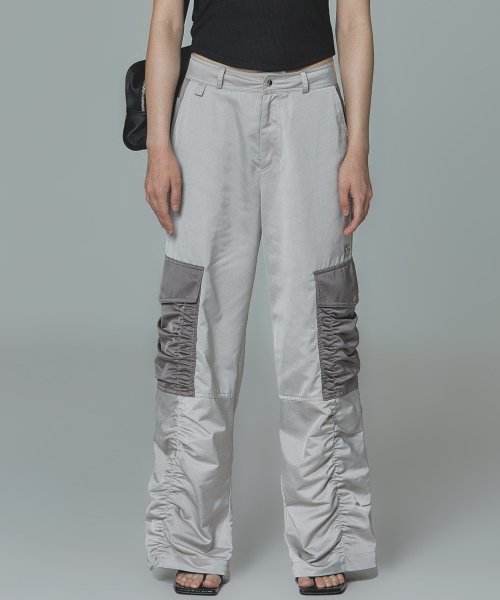 satin cargo pants (beige)