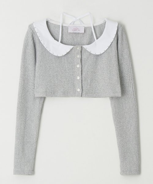 jane crop cardigan (white melange)