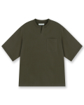 RELAXED HENLEY NECK T-SHIRTS BROWN