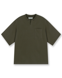 RELAXED HENLEY NECK T-SHIRTS BROWN