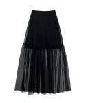 블랙크러쉬(BLACRUSH) Dots See-through Flared Skirt