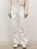 르(LE) zip-up pocket parachute pants (white)