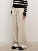 르(LE) soft cotton two-tucked pants (light beige)