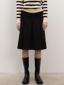 르(LE) cotton pleat midi skirt (black)