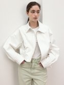 르(LE) faux leather zip-up blouson (white)