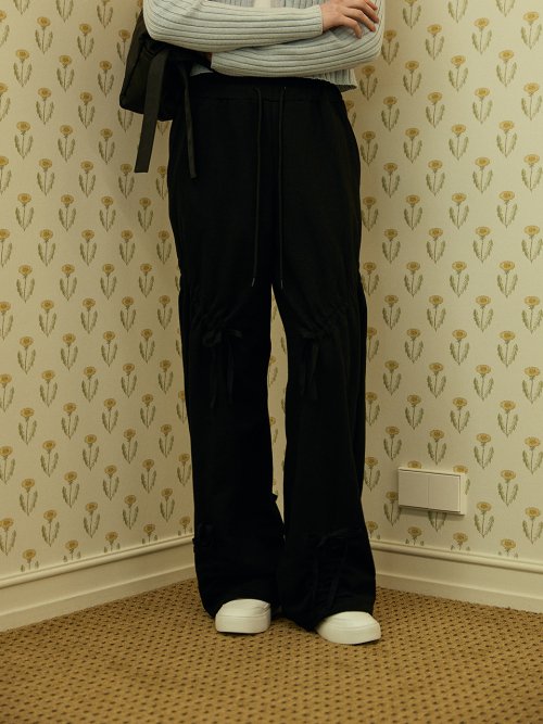 CURVE SHIRRING PANTS_BLACK