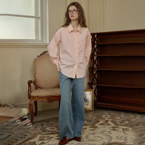 SR_Wash casual wide leg jeans