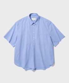 SHIRRING PULLOVER HALF SHIRT (SKY BLUE)