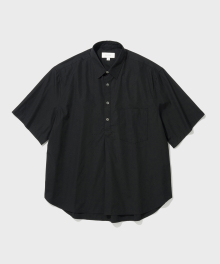 SHIRRING PULLOVER HALF SHIRT (BLACK)