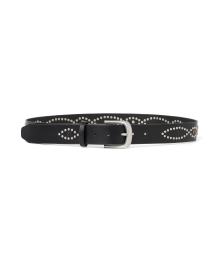 stud leather belt black