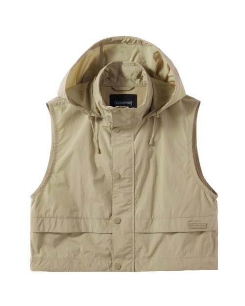W CROPPED FULL ZIP VEST - BEIGE (P242WVT352)