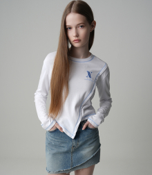 LINE DIAGONAL LONG SLEEVE T-SHIRT BLUE