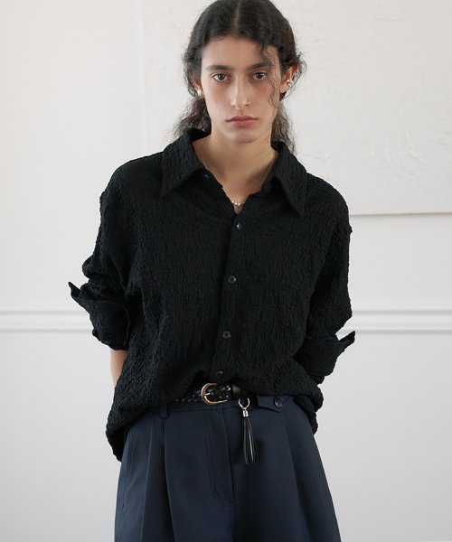 Хлопковый эмбо свободный рубашка (Black)