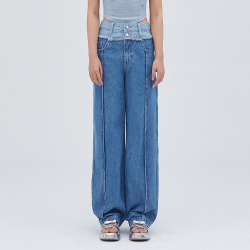 DOUBLE COLOR BLOCK DENIM PANTS BLUE BQ2DP004