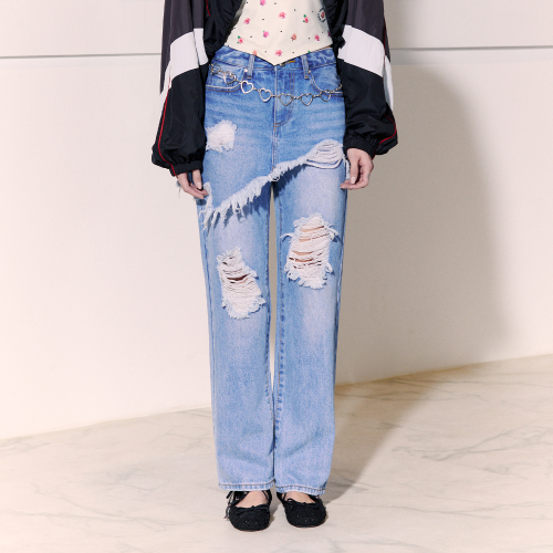 LAYERED SKIRT DENIM PANTS BLUE BQ2DP003