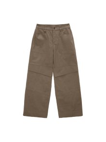 KNEE BIG POCKET COTTON PANTS IN KHAKI BROWN