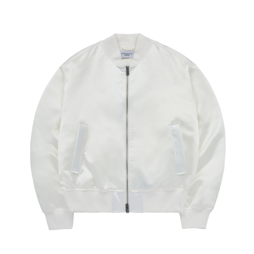 PUCKERING SATIN MA-1 JACKET IVORY