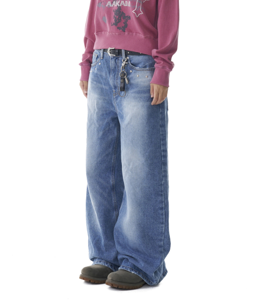 MUSINSA公式 | AAKAM Multi Studded Denim Pants (Blue)
