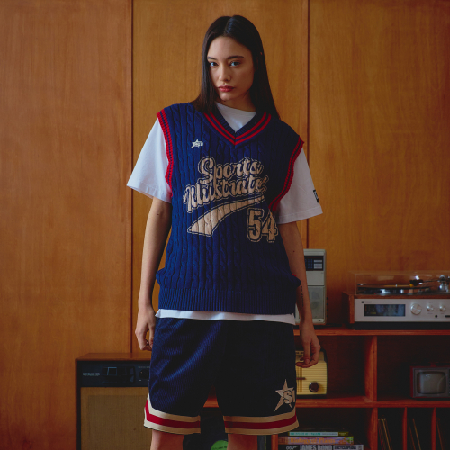 BASKETBALL JERSEY KNIT VEST (NAVY)