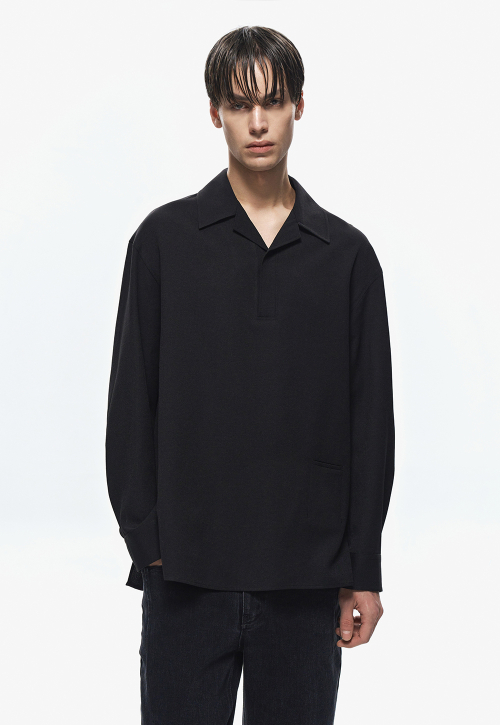 Туника из льна с открытым воротником Black ZG2SH207BK