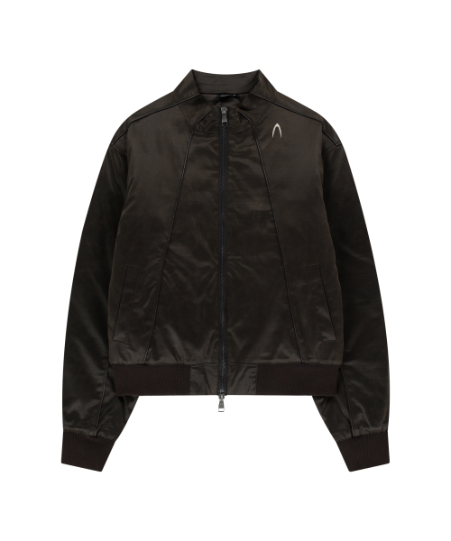 Piping Leather Blouson (Brown)