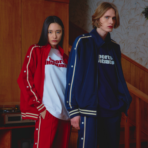 BASKETBALL SIDE BUTTON TRACK TOP (NAVY)