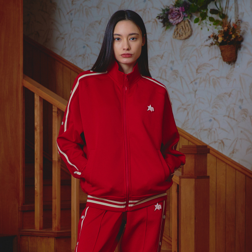 BASKETBALL SIDE BUTTON TRACK TOP (RED)