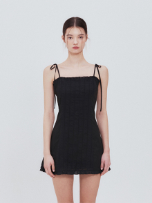 레이스 프릴 미니 드레스 (블랙)