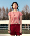 LACE STRIPE T-SHIRTS RED