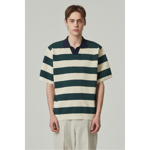 bold stripe collar sweater (short-sleeved) CWWAM24406GRX
