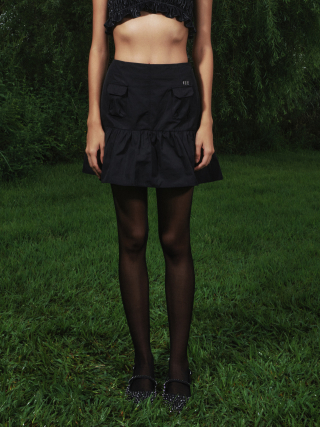 Shirring Mini Skirt Black