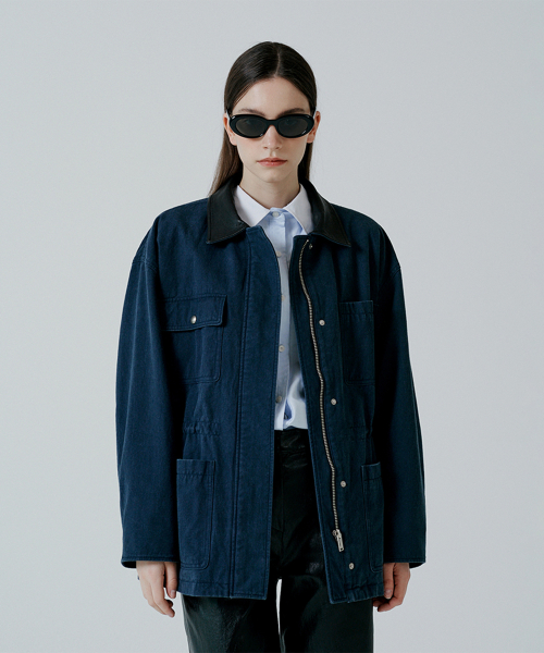 Охотничья куртка с кожаным воротником Navy